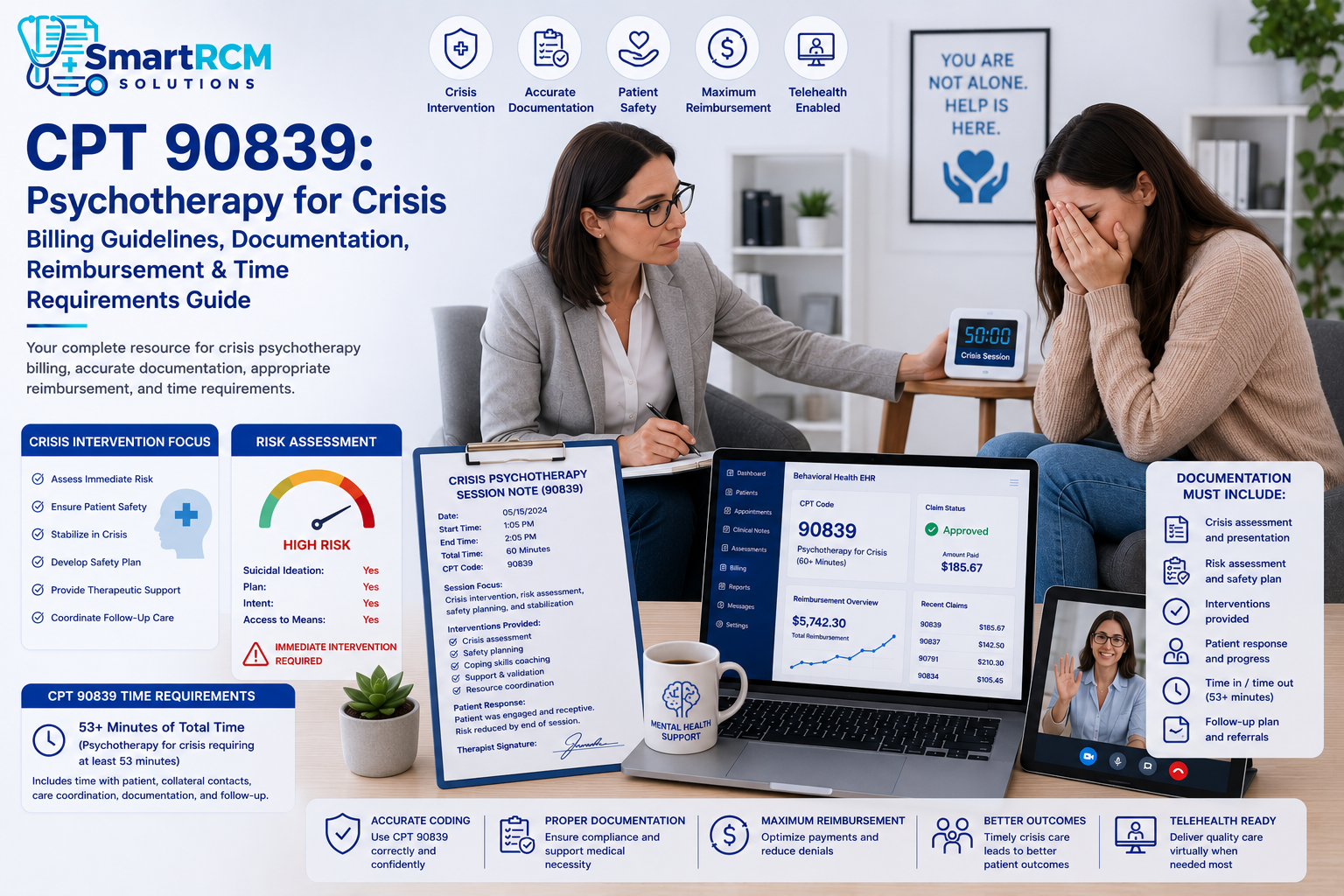 Read more about the article CPT 90839 – Billing Guidelines, Documentation, Reimbursement & Time Requirements Guide