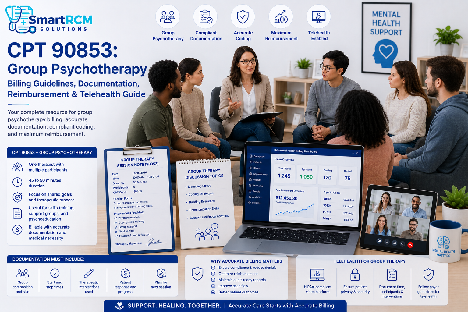 Read more about the article CPT 90853 – Documentation, Billing, Reimbursement & Telehealth Guide (2026)