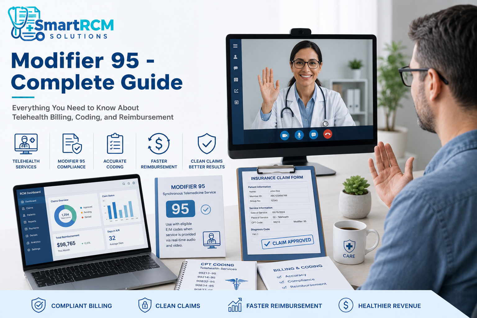 You are currently viewing Modifier 95 – Complete Telehealth Billing, Reimbursement & Documentation Guide (2026)